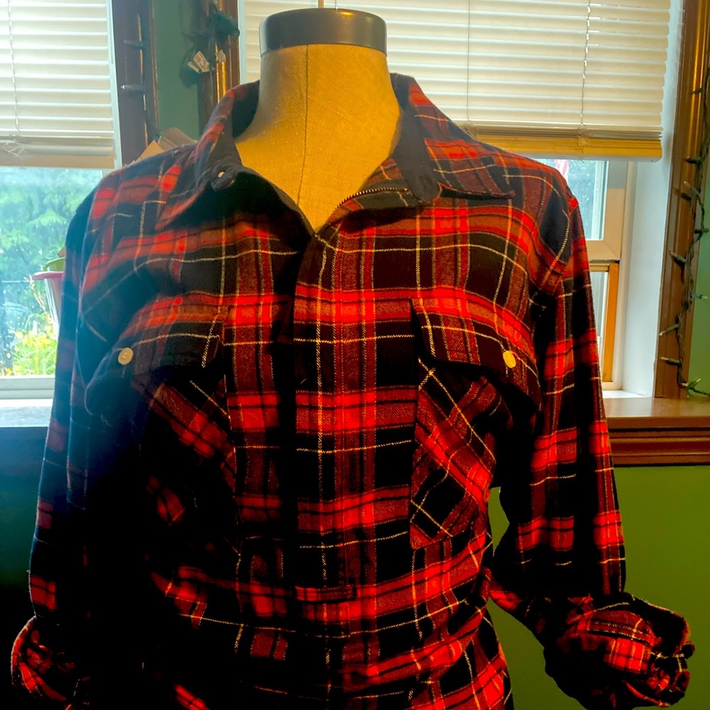 J crew half zip flannel shirt jacket